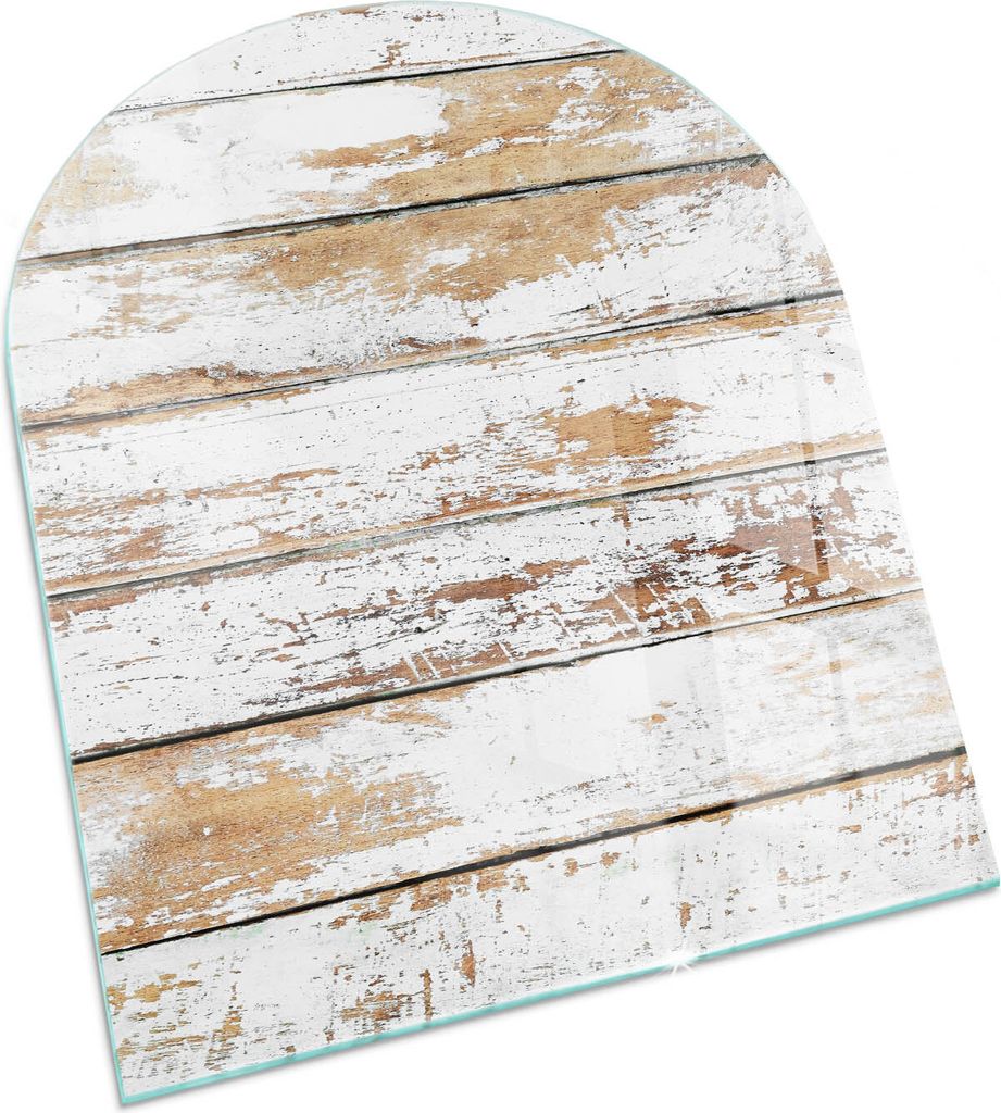 Abgenutzte Holzplatte – Glasbodenplatte für – Kaminofen – Produktbild 