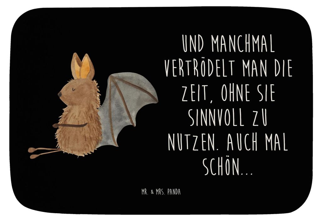 Mr. & Mrs. Panda Badezimmerteppich Fledermaus Sitzen - Schwarz - Geschenk, Badematte, Badezimmer Matte, Entspannen, Badvorleger, Badteppich, Lustig...