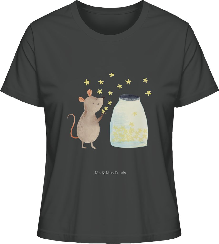 Mr. & Mrs. Panda Jerseyshirt Damen Maus Sterne Größe XL - Anthrazit - Geschenk, T-Shirt Kurzarm, Schwangerschaft, Oberteil, Baumwoll, Träume, Ku...