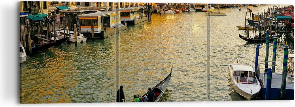 Bild auf Leinwand - Leinwandbild - Ansicht Wasser Gondel Reise - 120x40cm - Wand Bild - Wanddeko - Leinwanddruck - Bilder - Kunstdruck - Wanddekora...