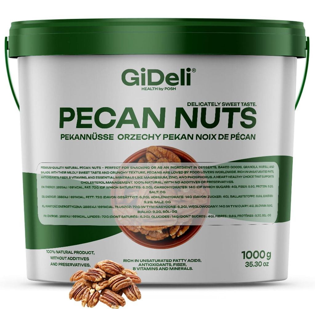 Pekannüsse 1kg Ungesalzen Naturbelassen Ganze Rohkost Backzutat Snack GiDeli