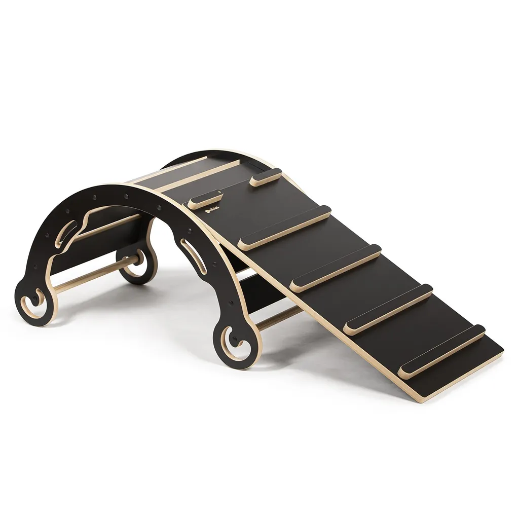 Arco Leo Montessori Nero con Scivolo: Gioco Evolutivo in Legno M