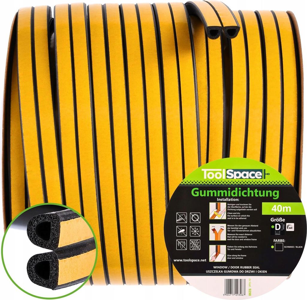 Garagendichtung D 14x12 schwarz 40m (2x20m)