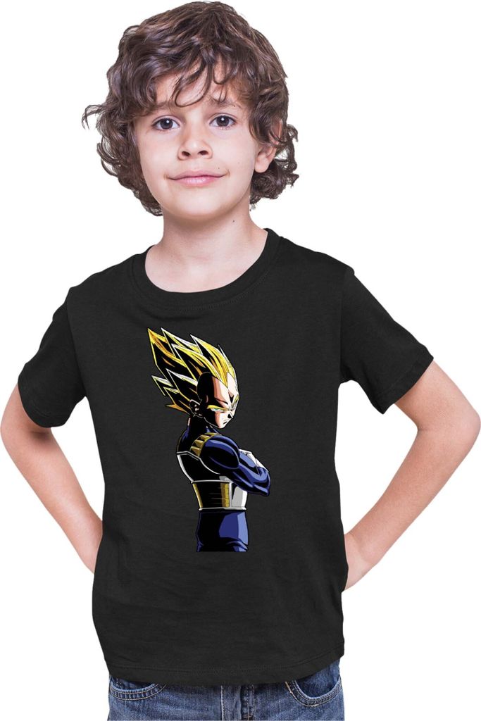 Kinder T-Shirt Dragon Anime Manga Ball Z Vegeta 04, 7-8 Jahr - 128 / Schwarz
