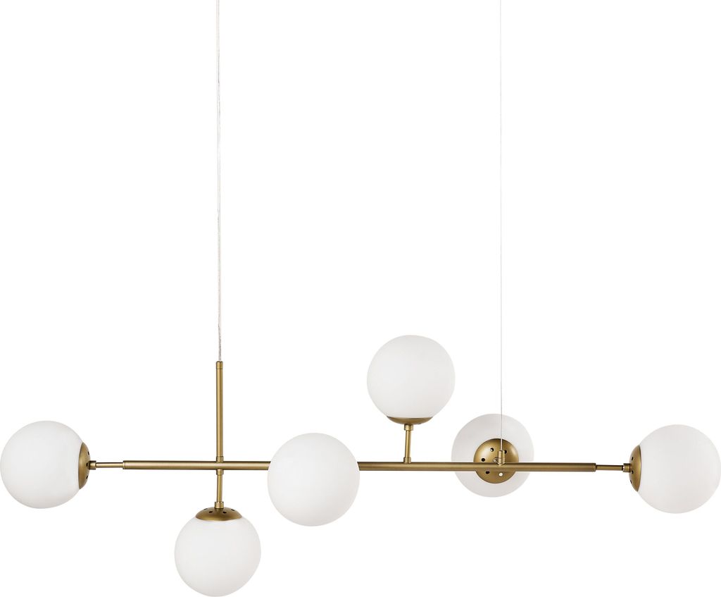 BELIANI Pendelleuchte Gold und Weiß Metall mit Glasschirmen Kugelform 6-Flammig Eleganter Glamouröser Stil Deckenlampe für Wohnzimmer Esszimmer