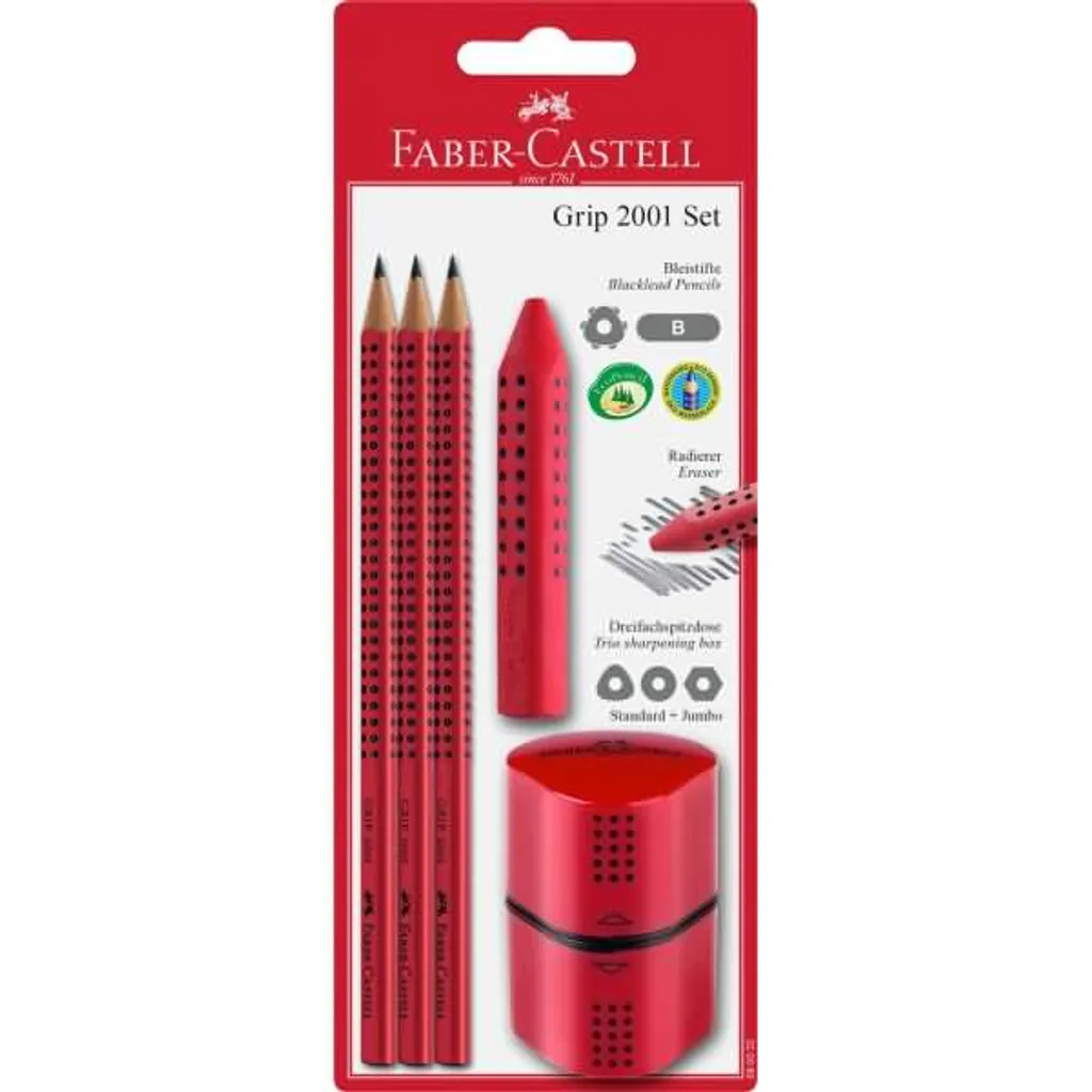 Matita FABER-CASTELL GRIP 2001 set blister rosso