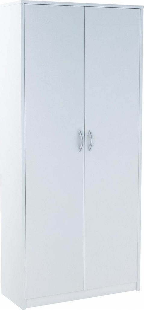 MATKAM Bücherregal R5, B/H/T 74x180x35cm mit 2 Türen, ideal für Büro, mit verstellbaren Regalböden und satinierte Griffe (Weiß)