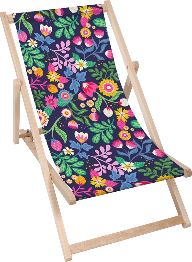 Lettino in Legno Faggio Dreamroots 130kg: 3 Posizioni Exotic Floral