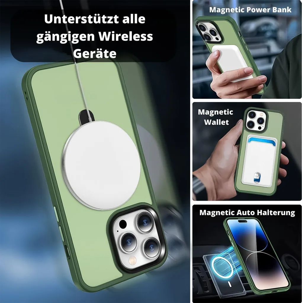 Custodia O3 Mag-Stand per iPhone 13 Pro con Supporto a 360°,[Compatibile con MagSafe][Eccezionalmente Delicata Sulla Pelle] Sottile Eopaca Magnetica Traslucida 6,1, Blu Opaco
