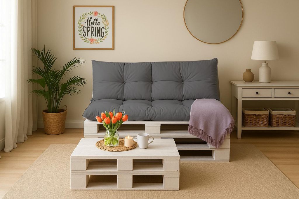 Palettenkissen Set Anthrazit – Sitzkissen 120×50 cm &