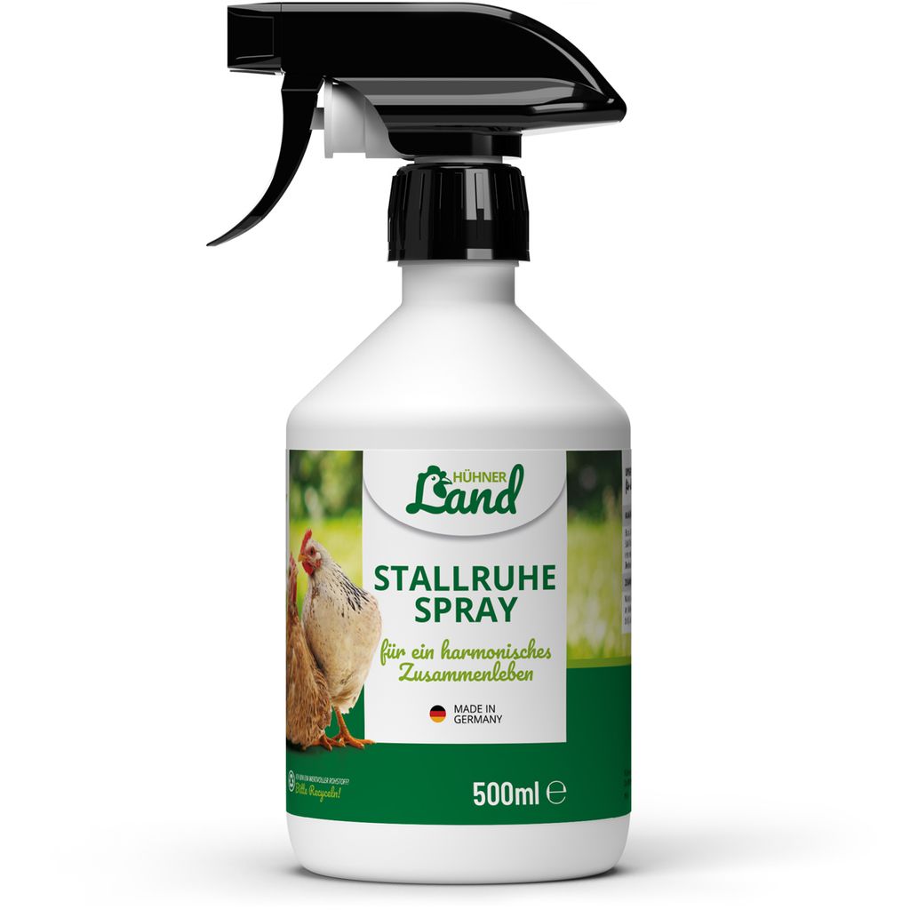 HÜHNER Land Stallruhe Spray für Hühnerstall 500ml – Hühner-Zubehör, Hühner Spray beruhigt und entspannt bei Unruhe im Hühnerhaus, Anti Agg...