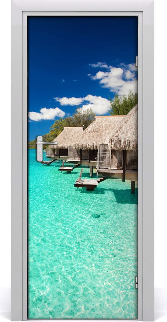 Tulup Türaufkleber 75x205 cm Dekorative Aufkleber Selbstklebend Wasserdichte Tapete Abnehmbar Schlafzimmer Wohnzimmer Wohnkultur - tropische Insel