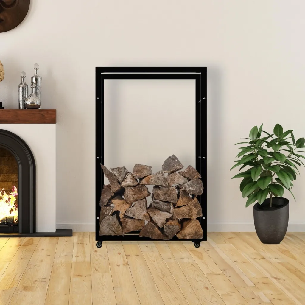 Support bois et métal noir Keri 125 cm, structure mobile renforcée - 3