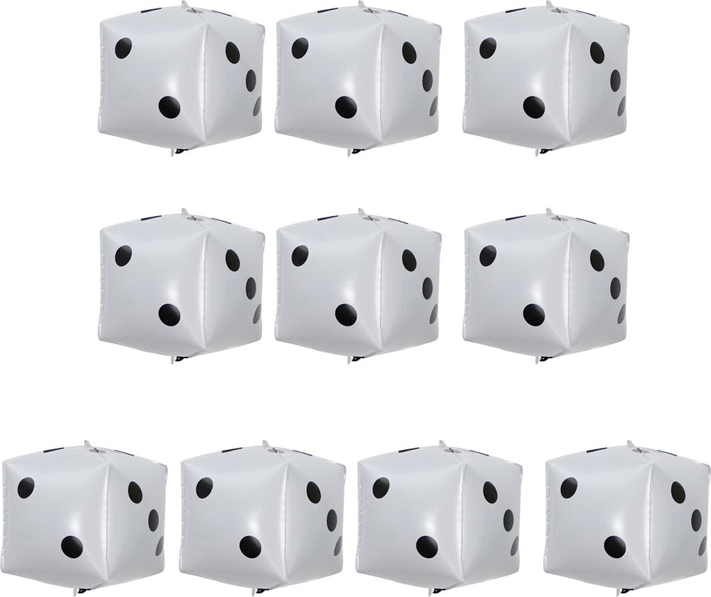 10 Stück Lustiger Würfelballon Metallic Auslaufsicher Dicker Babyparty Geburtstag Hochzeit Thema Party Dekoration Aluminiumfolie Ballon Kit Weiß