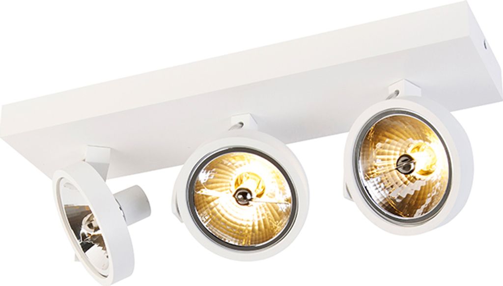 QAZQA - Modern DesignSpot I Spotlight I Deckenspot I Deckenstrahler I Strahler I Lampe I Leuchte weiß verstellbar 3-flammig Spotbalken-flammig - G...