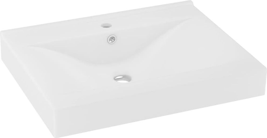vidaXL Luxus-Waschbecken mit Hahnloch Matt-Weiß 60x46 cm Keramik