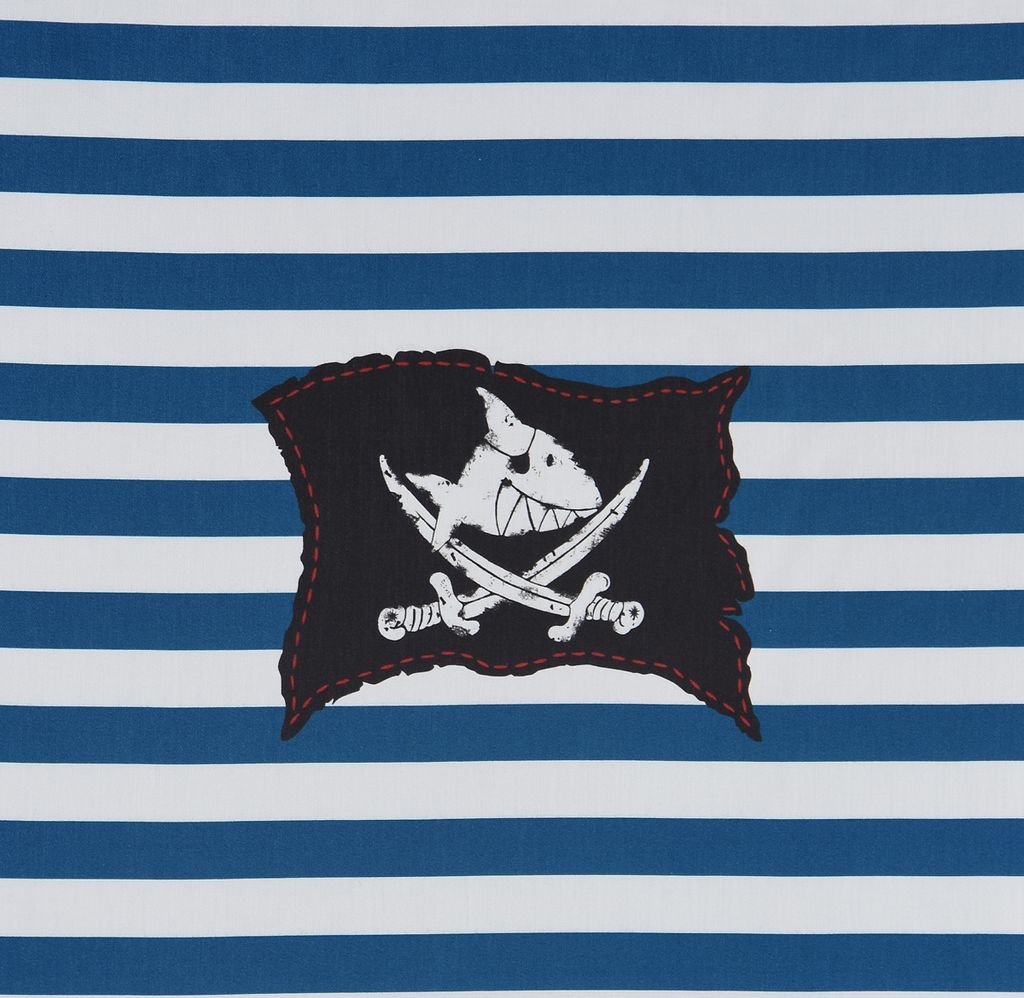 Villa Coppenrath Capt ́n Sharky Dekostoff Piraten blau weiß 140cm