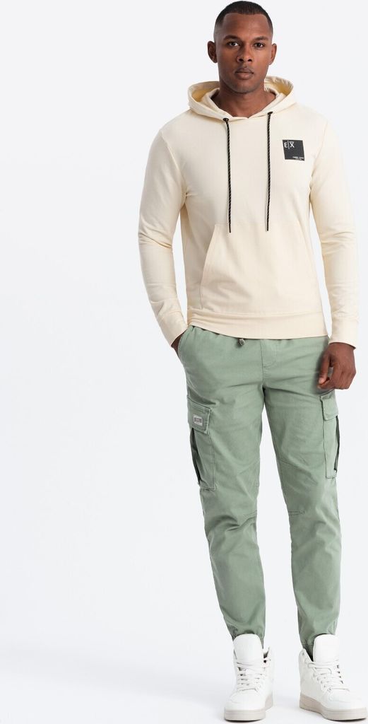 Ombre Clothing Herren-Kapuzenpullover mit Kapuze Savaneh cremig L