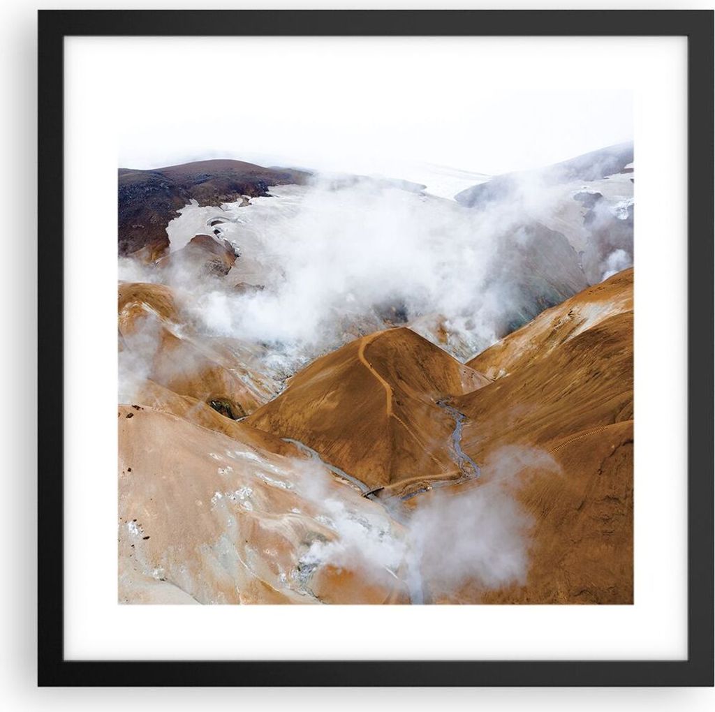 Gerahmtes Poster - Schwarzer Rahmen - Berge Wolken Landschaft - 40x40 cm - Wand Bild - Wanddeko - Wandbilder - Kunstposter - Wandposter - Bilderrah...