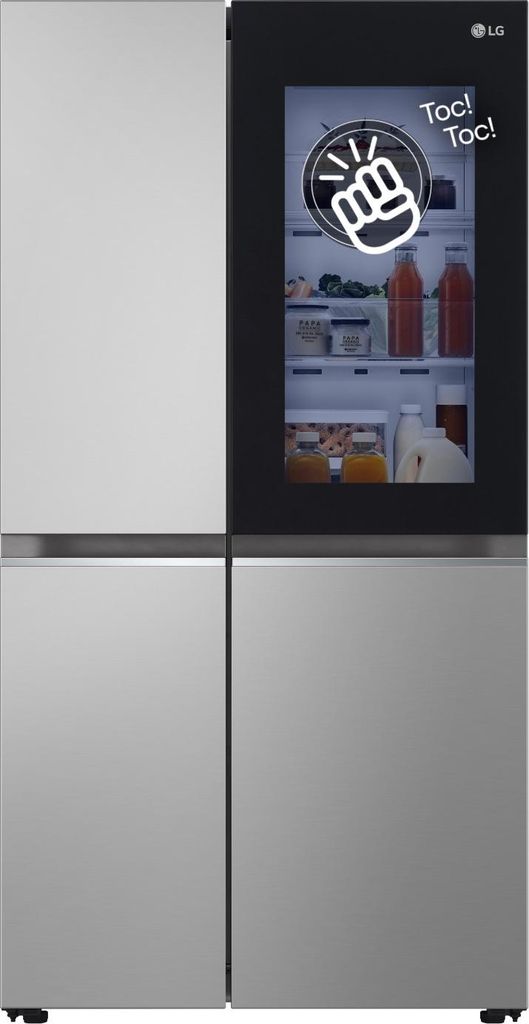 LG InstaView GSVV80PYLL Side-by-Side Kühlkombination Freistehend 655 l E Silber