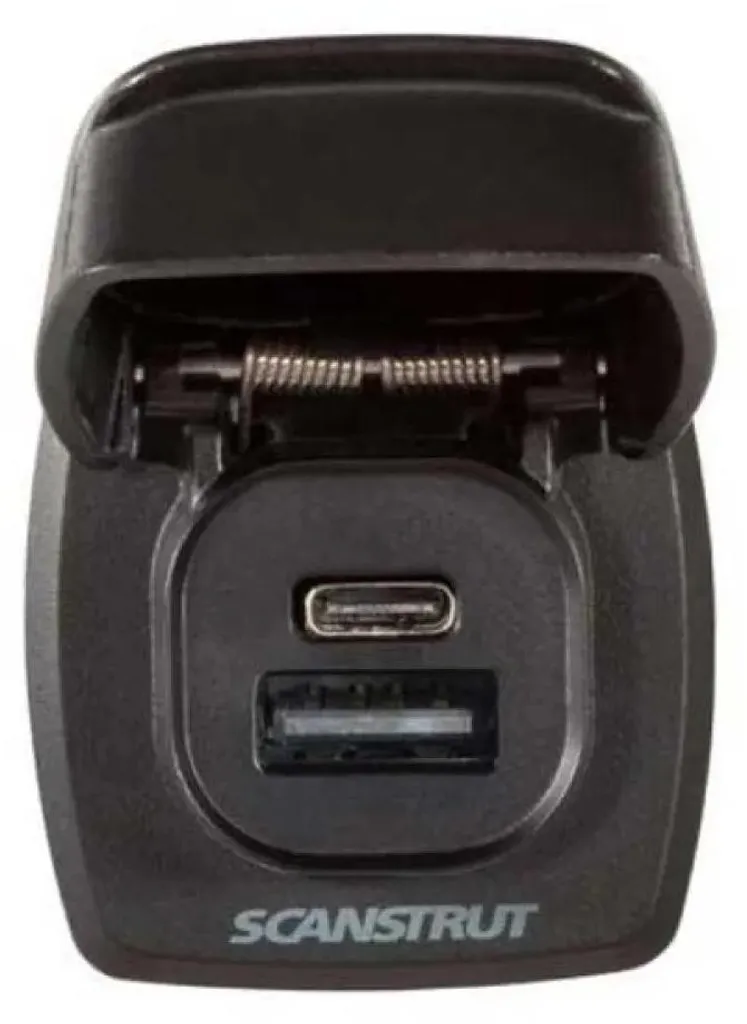 Scanstrut Flip Pro Plus USB-A USB-C 12V 24V Argent Prise Étanche Marine