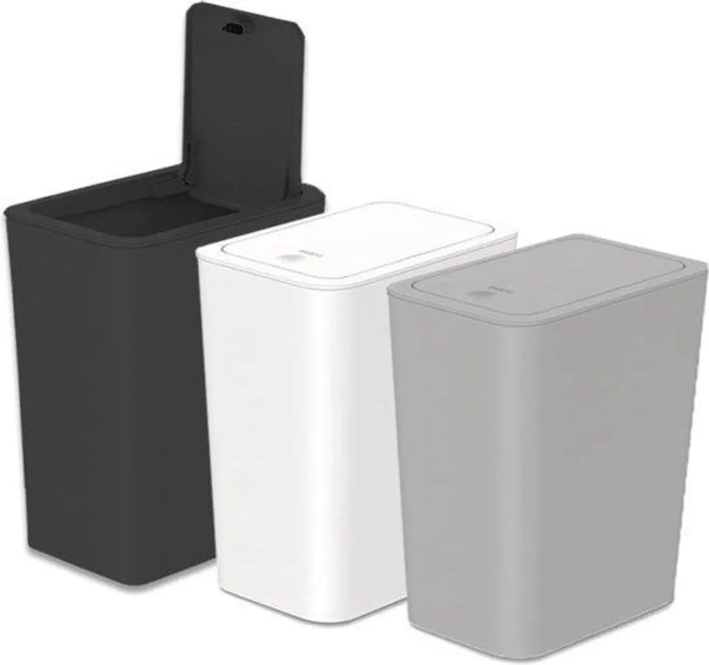 Poubelle avec couvercle à ressort pratique lot de 2 Gris Anthracite