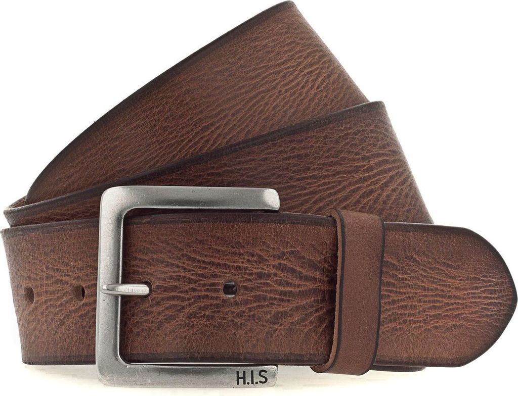 H.I.S Leder Gürtel 45mm Leather Belt W80 Cognac braun