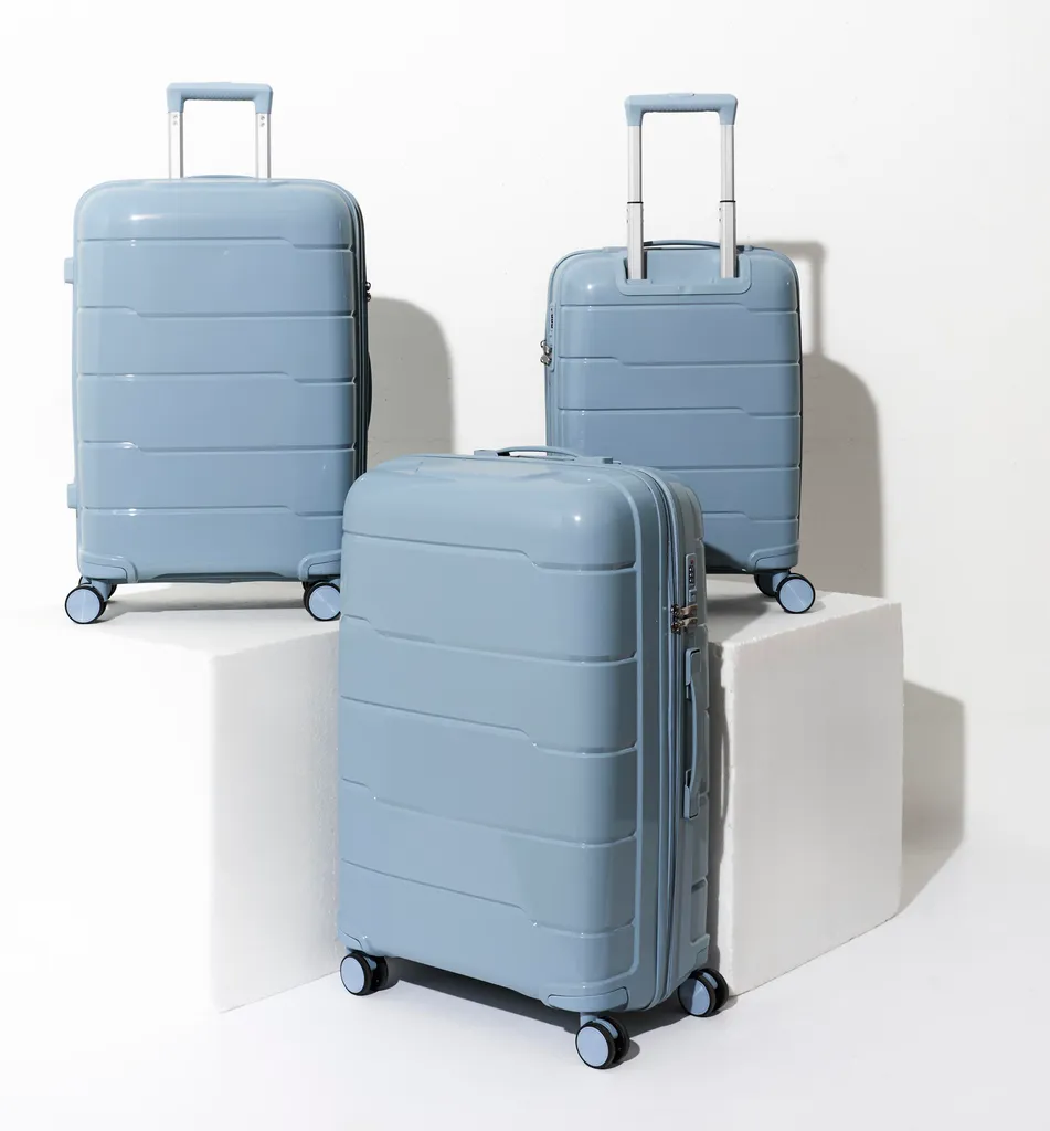 Valise Madrid Bleu Gris X3 - Fini le Manque de Place avec 107L Inclus
