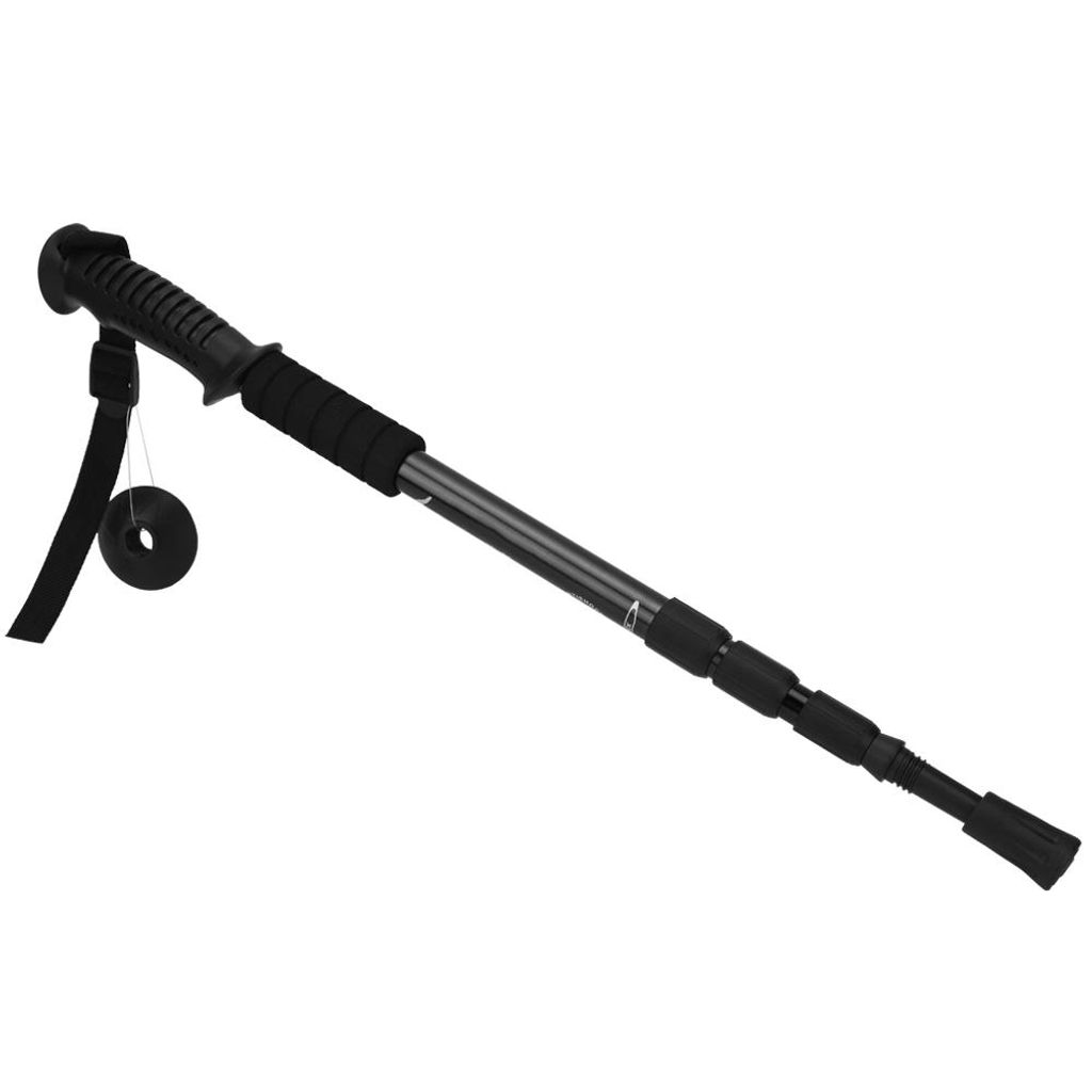 Außen-Aluminiumlegierung 4-Abschnitte Federung Gerade Griff Trekking Pole Wanderstift Alpenstock zum Klettern Campingblack