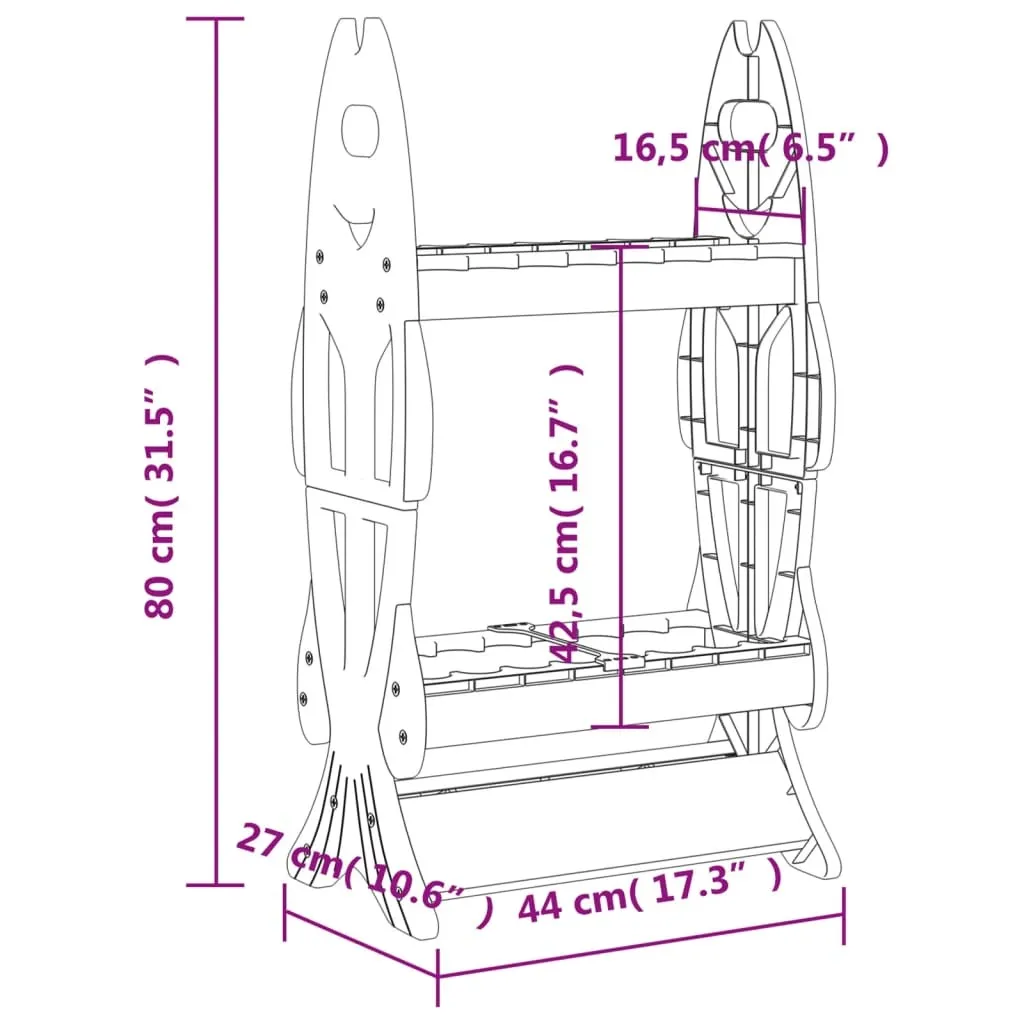 Support de rangement canne à pêche pour 16 unités - Rack noir compact - 9