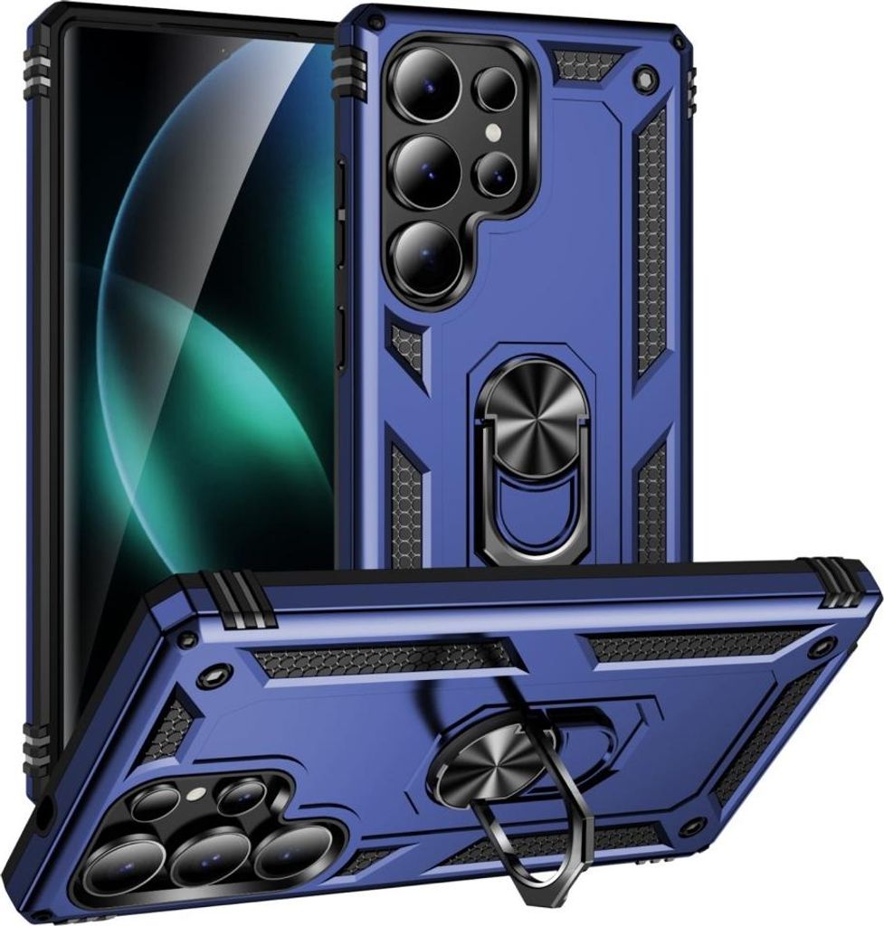 Samsung Galaxy S25 Ultra Hülle - Coverup Ring Ständer Back Cover - Blau
