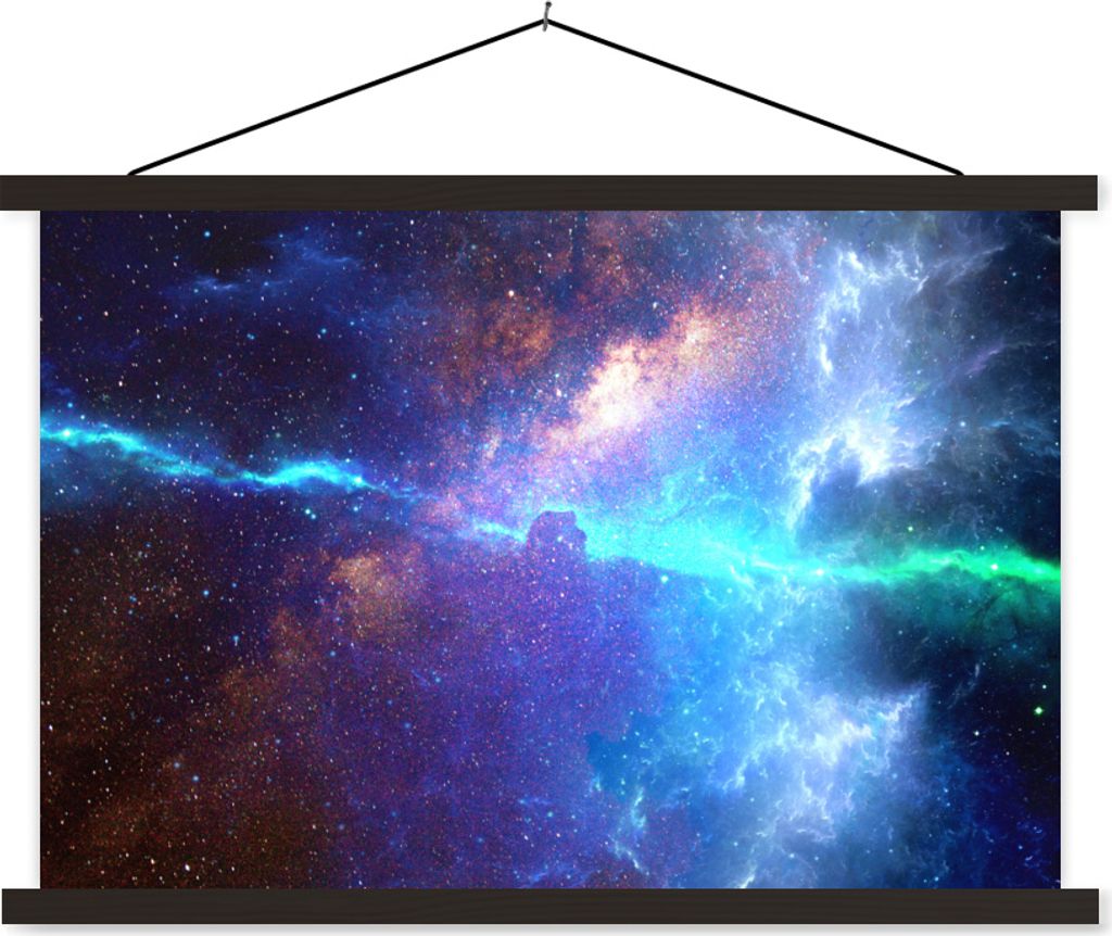 MuchoWow Textilposter Leerzeichen - Blau - Grün 120x80 cm mit schwarzem Rahmen - Wanddeko