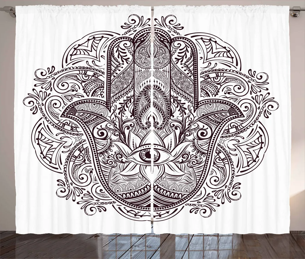 ABAKUHAUS Hamsa Tenda Rustica 280x225 cm: Eleganza Etnica Marrone e Bianca