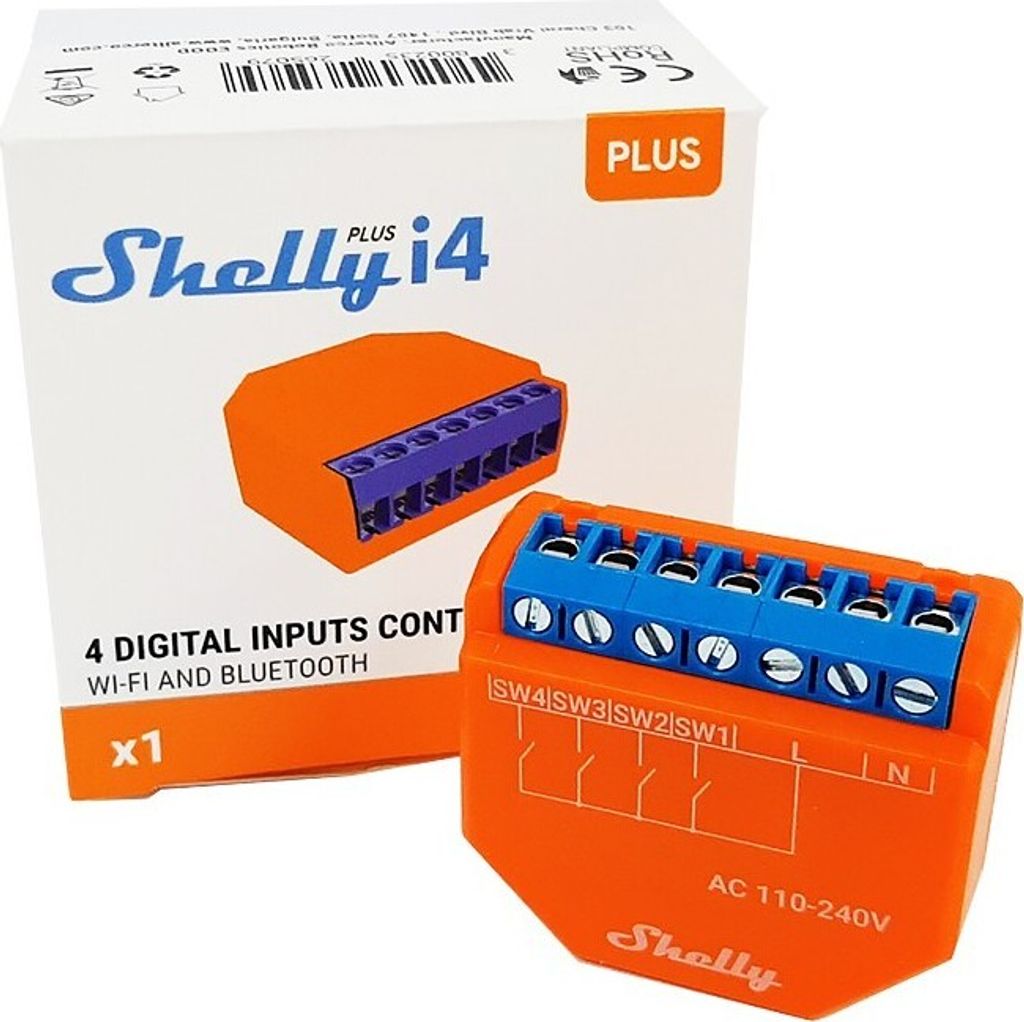 Shelly Relais "Plus i4" WLAN Szenenaktivierer BT Unterputz Produktbild 