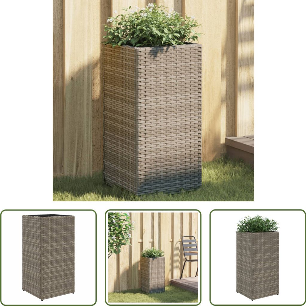 The Living Store Pflanzkübel Grau 30x30x60 cm Poly Rattan Produktbild 