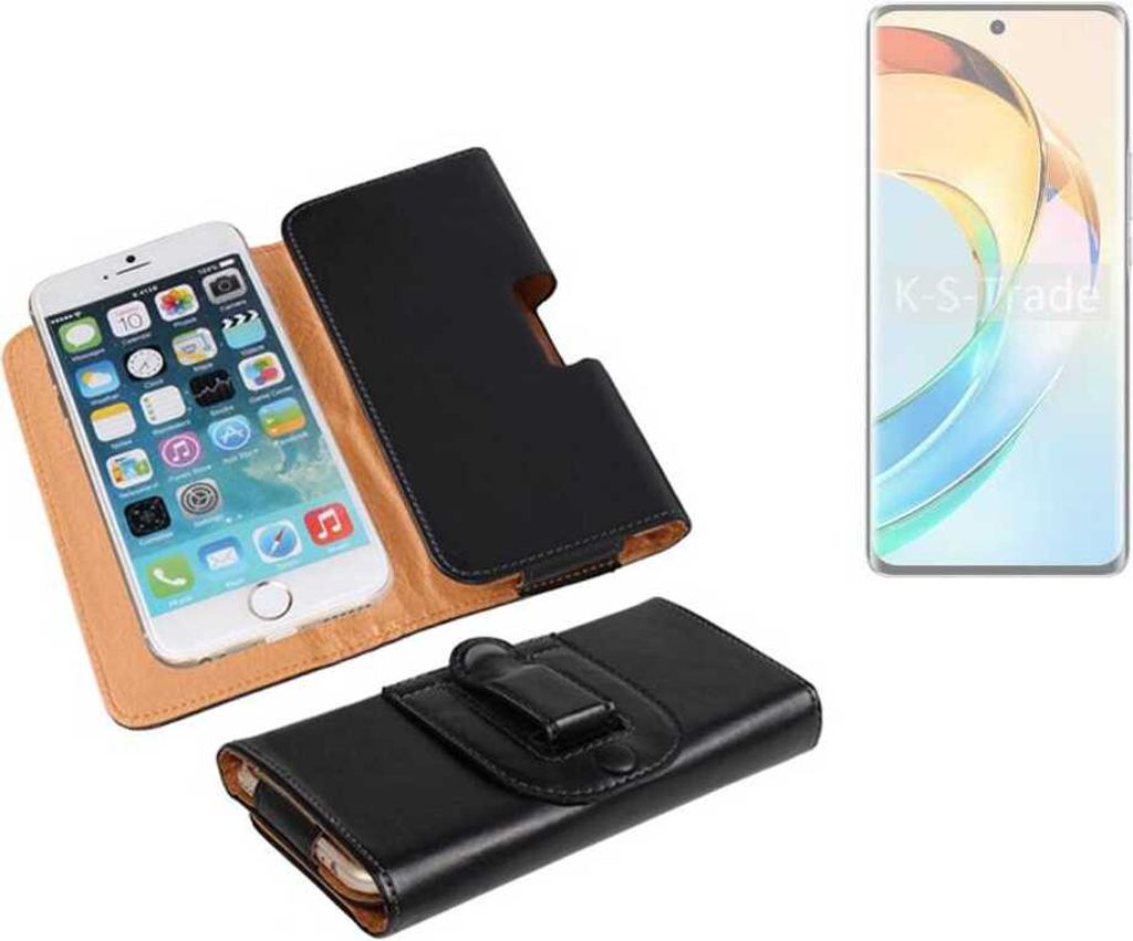 K-S-Trade Schützhülle Handyhülle kompatibel mit Honor X9b Holster Gürtel Tasche Schutzhülle Handy-Tasche Smartphone Case Seitentasche schwarz 1x