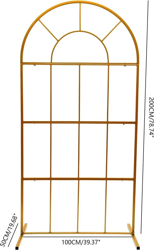 Arche de mariage dorée en forme de tonneau 100 cm support métal robuste - 7