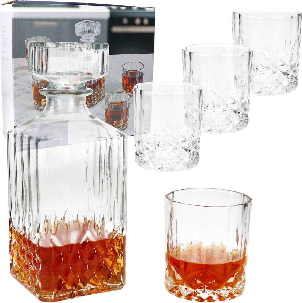 5tlg Set Whilly Whiskykaraffe 720ml + 4 Tumbler 300ml Produktbild 