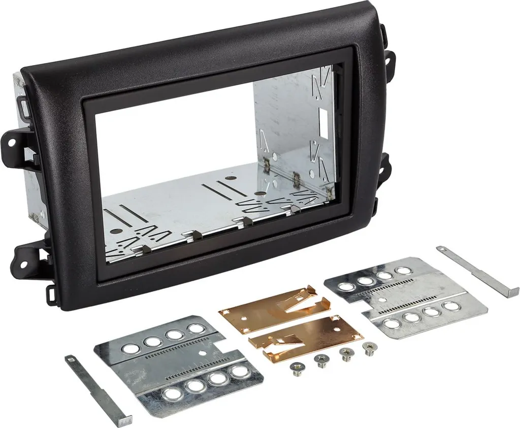 Kit Façade 2-DIN Robuste pour Citroën Fiat Opel avec Finition Noire