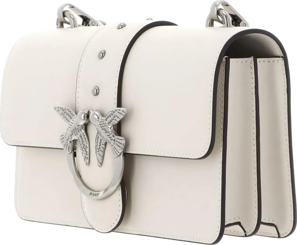 Sac cuir Bianco Seta Pinko Love One Mini - Détails Métal Old Silver