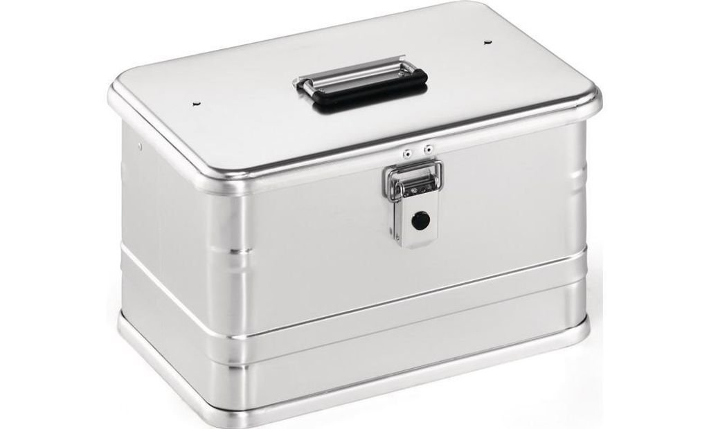 Aluminiumbox L432xB335xH275mm 29l m.Klapphebelverschlüssen m.Bohrungen