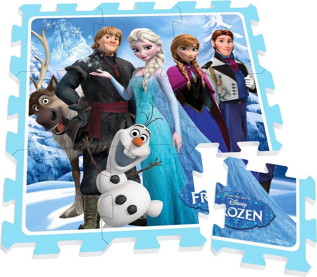 Disney Kinder Spielteppich Spielmatte Spiel Puzzle Matte Boden Puzzlematte Frozen Eiskönigin Elsa 88x88 cm