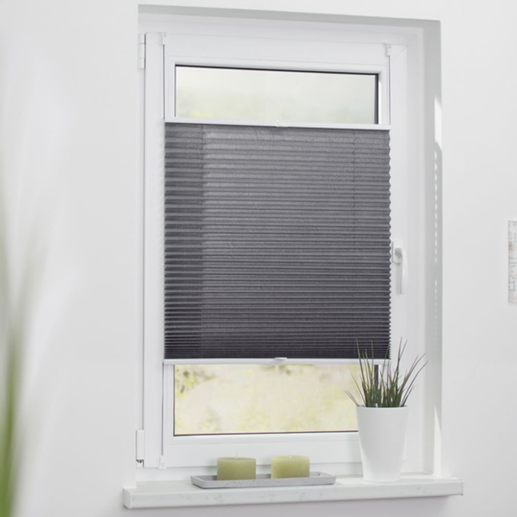 Plissee Klemmfix, ohne Bohren, verspannt Grau 45 cm x 13 Produktbild 10