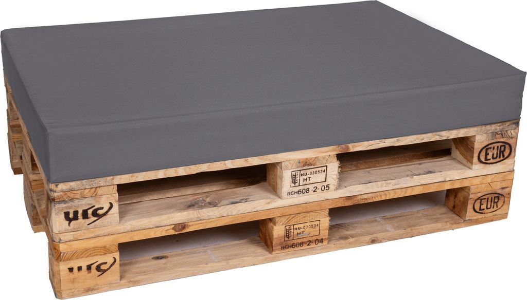 TexDeko Palettenkissen für Europalette 120x80x12cm Loungekissen Palettenpolster wasserabweisend (Grau)