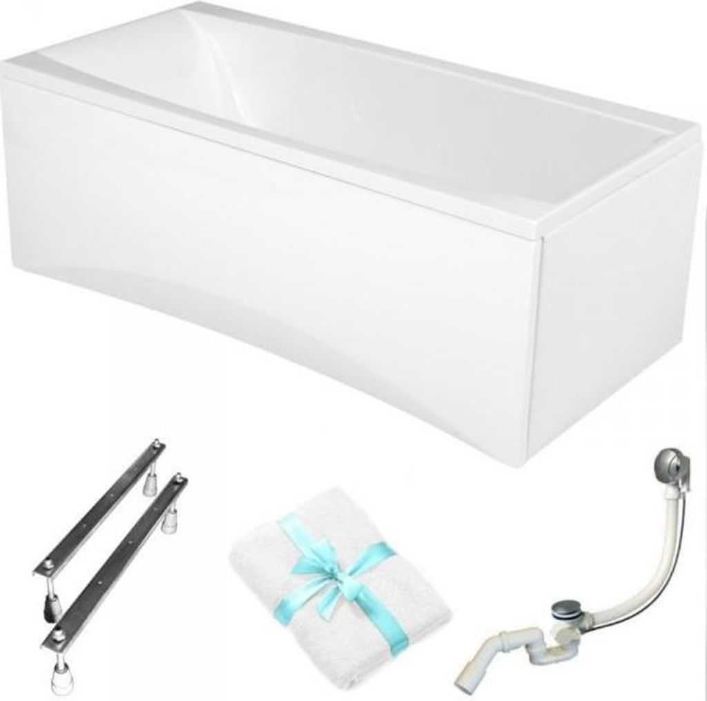 Cersanit | Badewanne - Rechteckbadewanne Virgo - 160x75cm - Mit Weißer Verkleidung - Ergonomisches Design