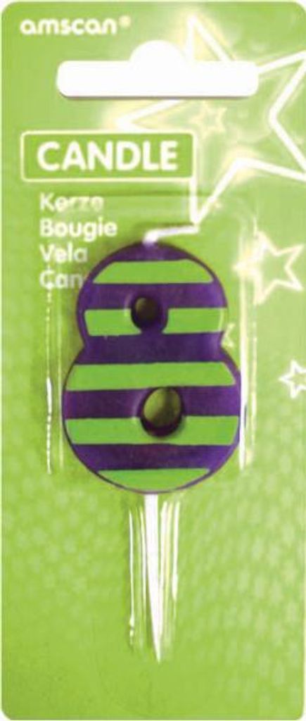 Geburtstagskerze farbig 7,6cm Zahl 8