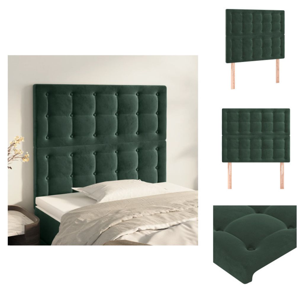 vidaXL Kopfteile 2 Stk. Dunkelgrün 100x5x78/88 cm Samt - Kopf- & Fußenden