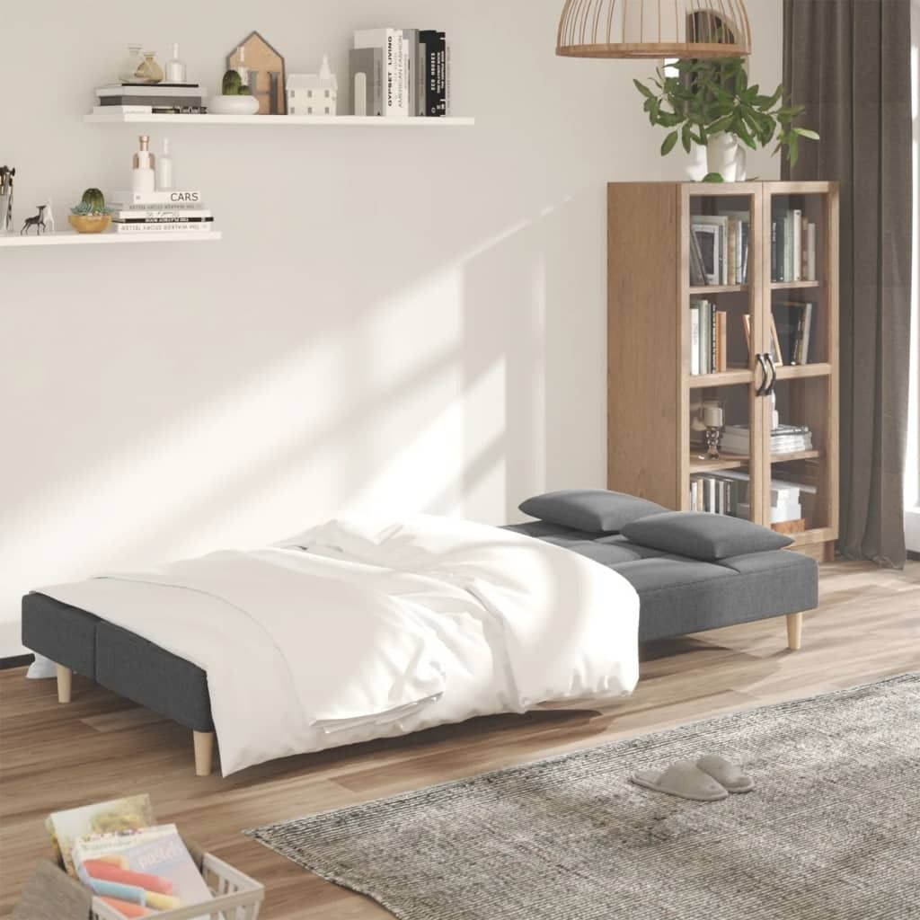 "im Sonderangebot"Schlafsofa - CLORIS - Bettsofa eleganten Design - 2-Sitzer mit 2 Kissen Hellgrau Stoff - 200 x 84,5 x 69 cm - DEMöbel3999188