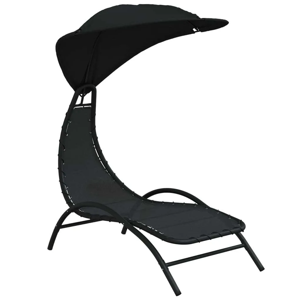 SYFAX™ Lettino Esterno Acciaio Nero 167x80x195cm - Alta Resistenza