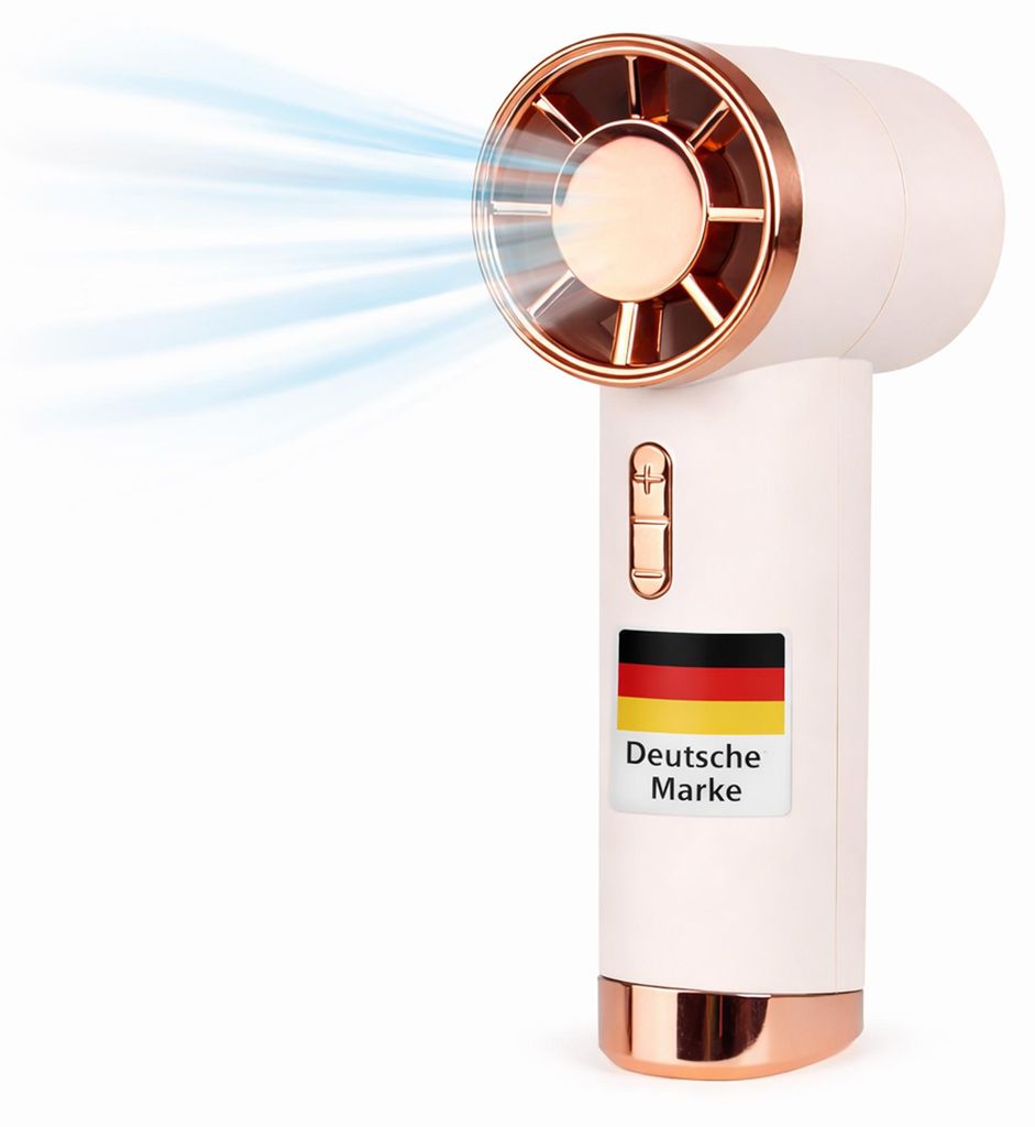 Bestlivings Akku Handventilator Creme mit LED-Anzeige & Produktbild 